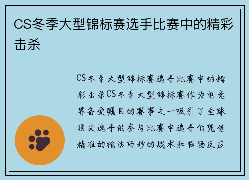 CS冬季大型锦标赛选手比赛中的精彩击杀