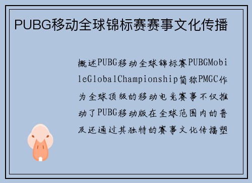 PUBG移动全球锦标赛赛事文化传播