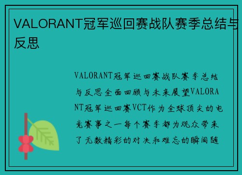 VALORANT冠军巡回赛战队赛季总结与反思