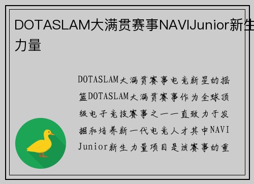 DOTASLAM大满贯赛事NAVIJunior新生力量